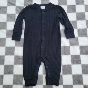 Modern Moments Gerber Black Cotton Ribbed Snap Romper Size 3-6m